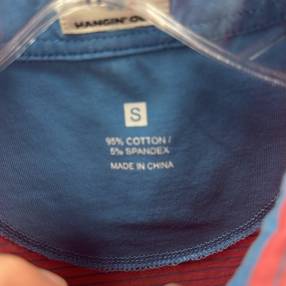 Johnnie-O Cotton Polo, Coral/Light Blue Stripe Size small - Picture 2 of 4